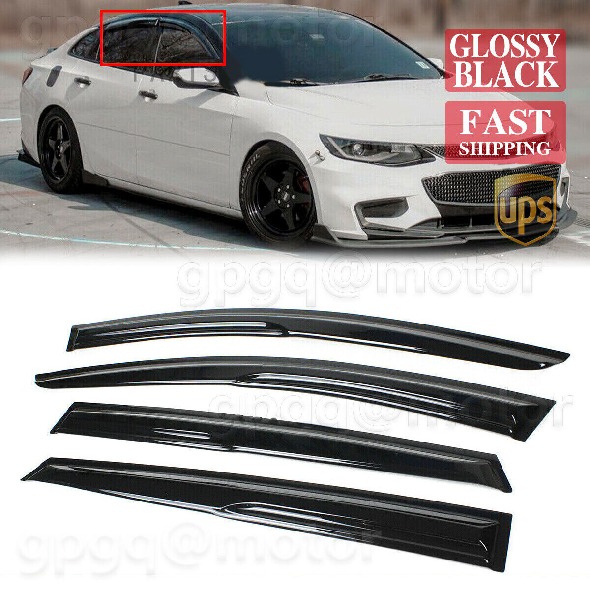For Chevy Malibu 2016-2024 JDM-Mugen Style Window Visor Sun Rain Guard Deflector