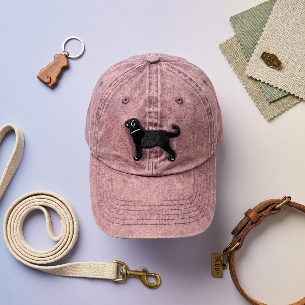 \'47 Brand Womens Black Dog Hat Burgundy Washed Adjustable Strapback Cap