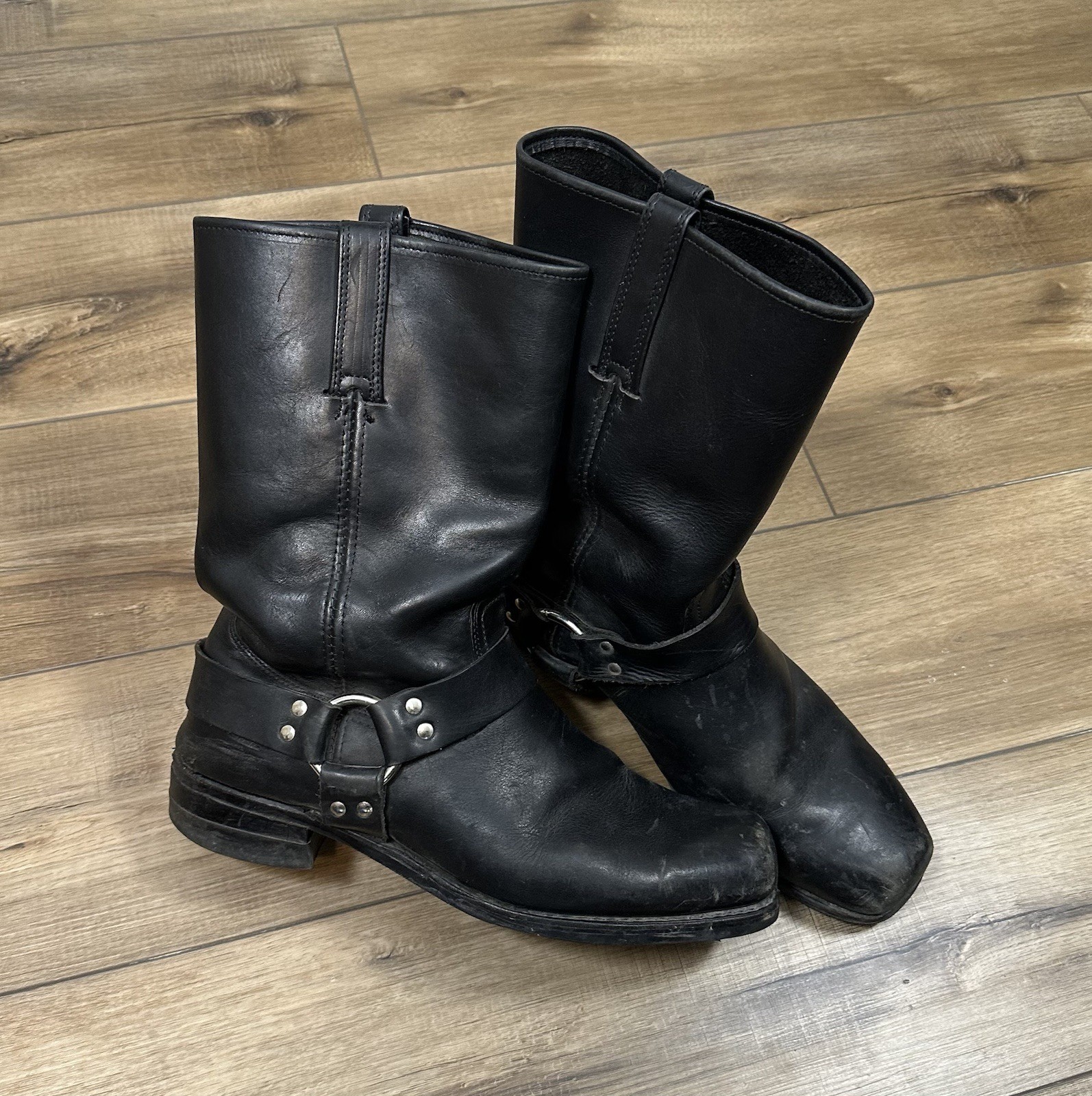 Vintage 90s Frye Harness 12R Black Made in USA Square Toe Leather Boots Size 14 Vintage 90s Frye Harness 12R Black Made in USA Square Toe Leather Boots Size 14