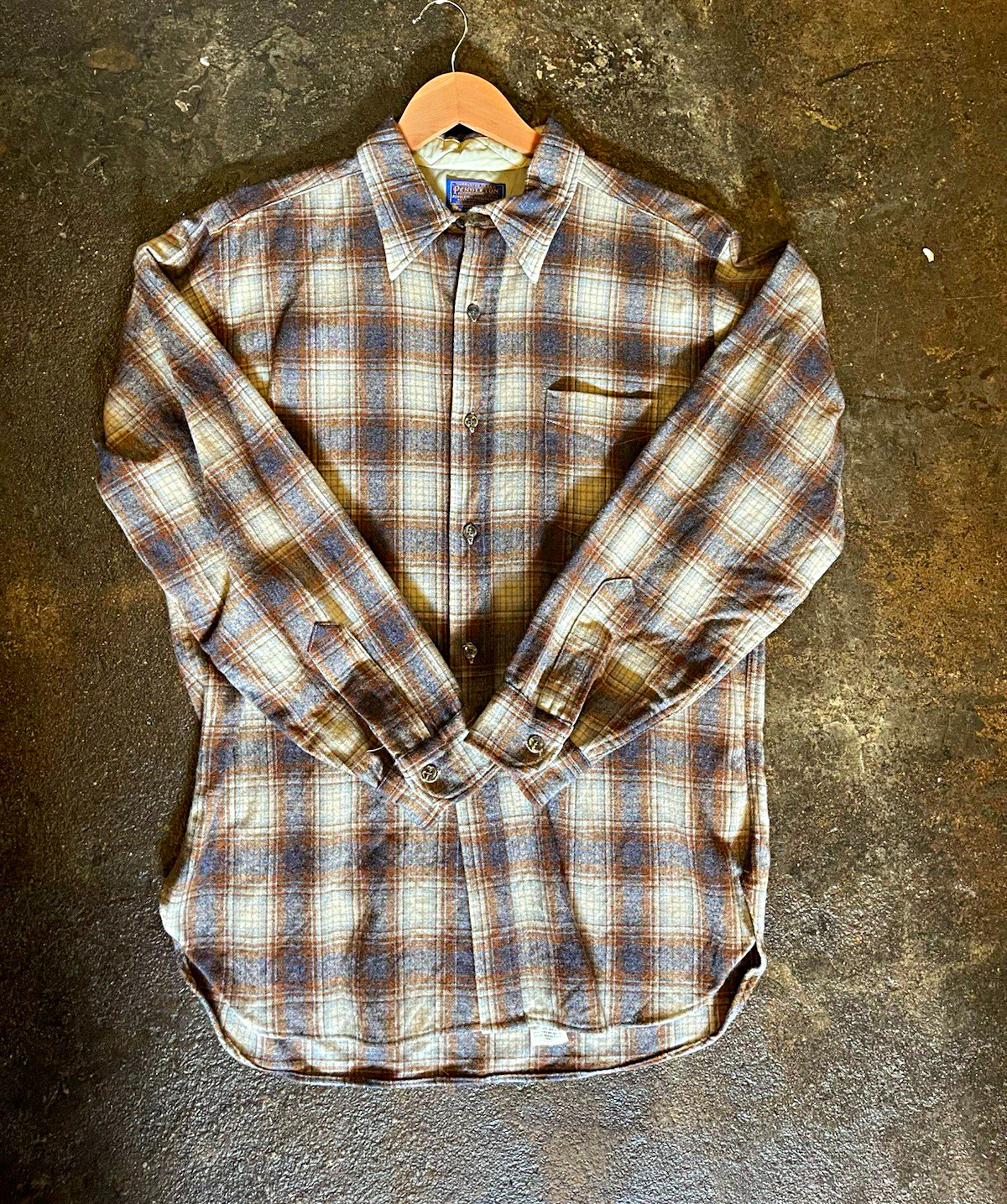 Vintage Pendleton Shadow Plaid Wool Button Down