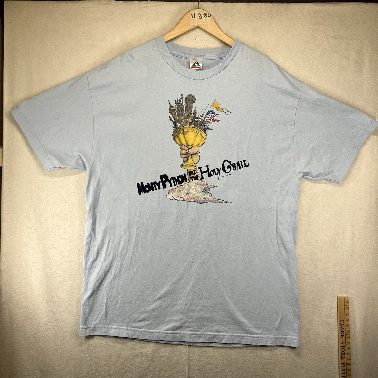 Vintage Monty Python and the Holy Grail Sz XL Light Blue T-Shirt Movie Promo