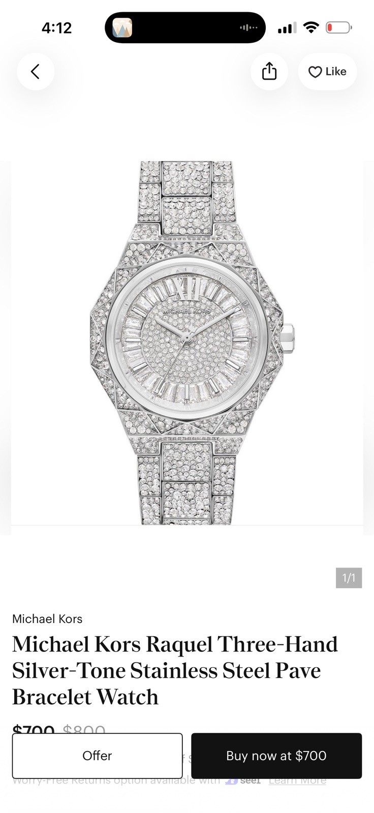 MICHAEL KORS MK4691 Raquel Pave Women\'s Silver-Tone Crystal Pave Watch BNWT/Box