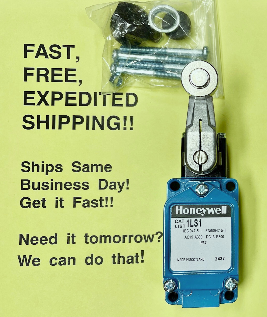 Honeywell, Microswitch, Yamatake 1LS1 w/Mounting Kit; FREE SAME DAY SHIPPING Honeywell, Microswitch, Yamatake 1LS1 w/Mounting Kit; FREE SAME DAY SHIPPING