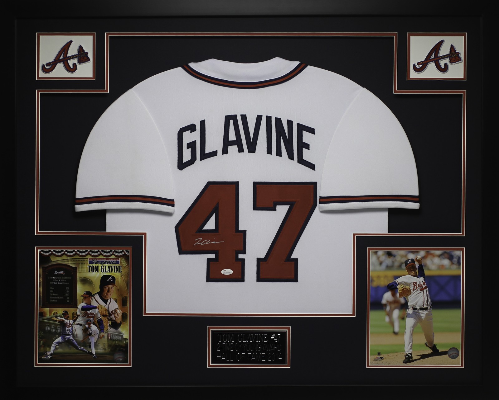 Tom Glavine Autographed & Framed White Braves Jersey Auto JSA COA