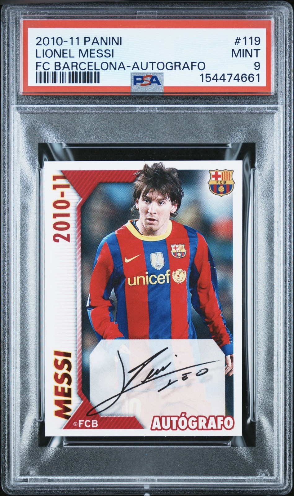 2010-11 PANINI FC BARCELONA #119 LIONEL MESSI FC BARCELONA-AUTOGRAFO