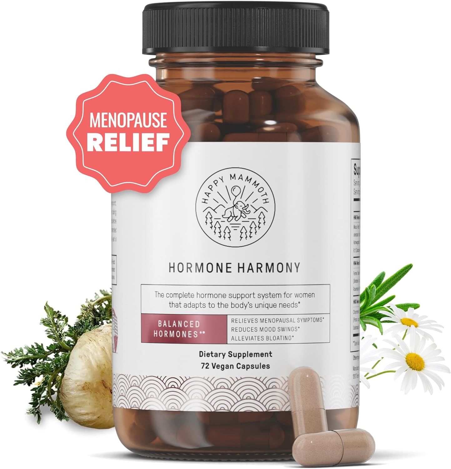 Happy Mammoth Hormone Harmony Hormone Balance Menopause Hot Flashes 72 Capsules