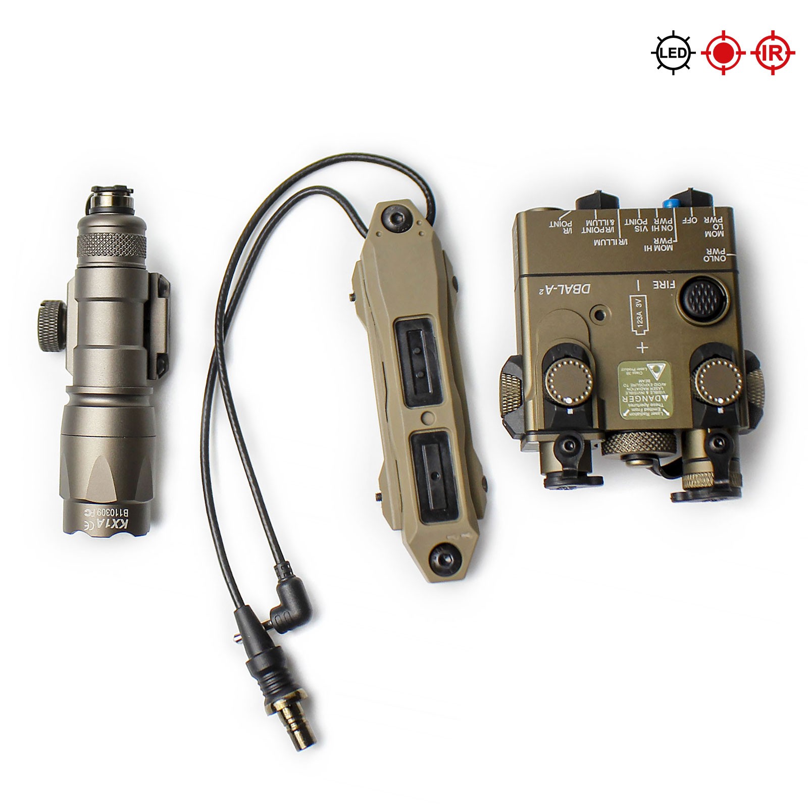 DBAL-A2 Red Green Laser With Hunting IR Infrared + M300C LED Flashlight + Switch
