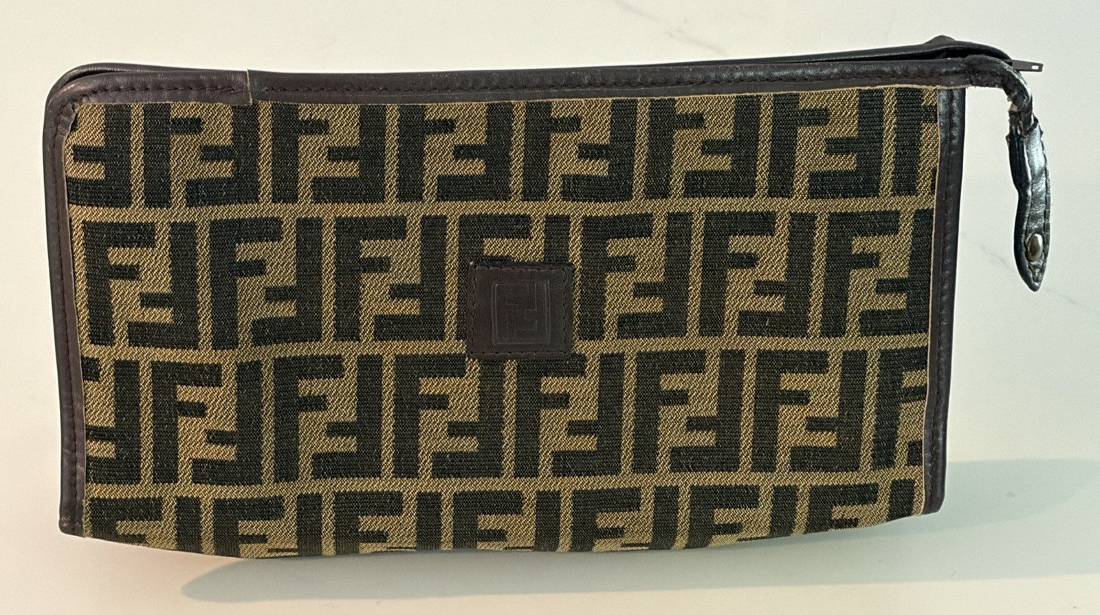 Vintage FENDI s.a.s Zucca Monogram Canvas Clutch Pouch Cosmetic Bag Dark Brown Vintage FENDI s.a.s Zucca Monogram Canvas Clutch Pouch Cosmetic Bag Dark Brown