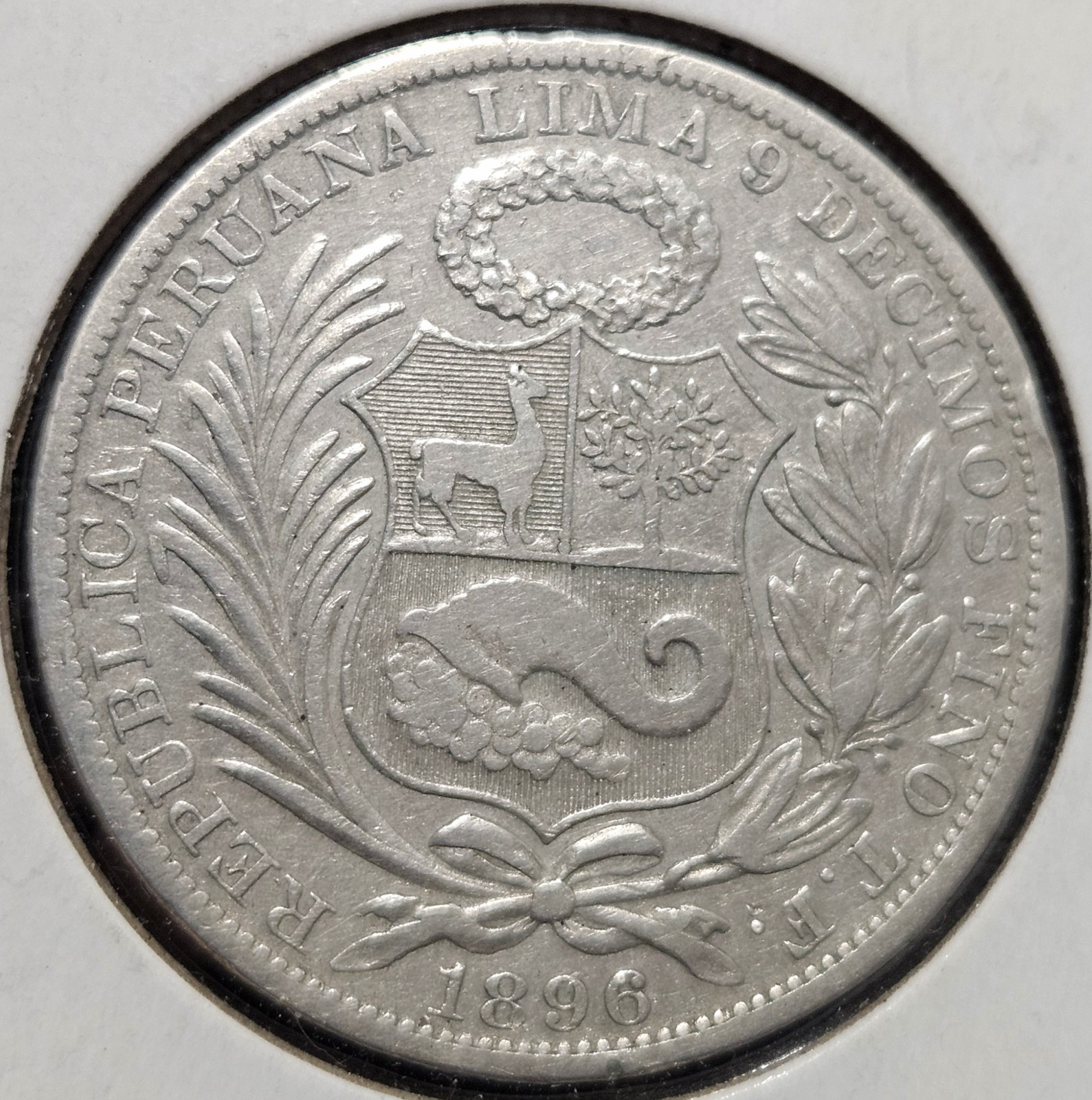 1896 Peru Un Sol Silver Coin