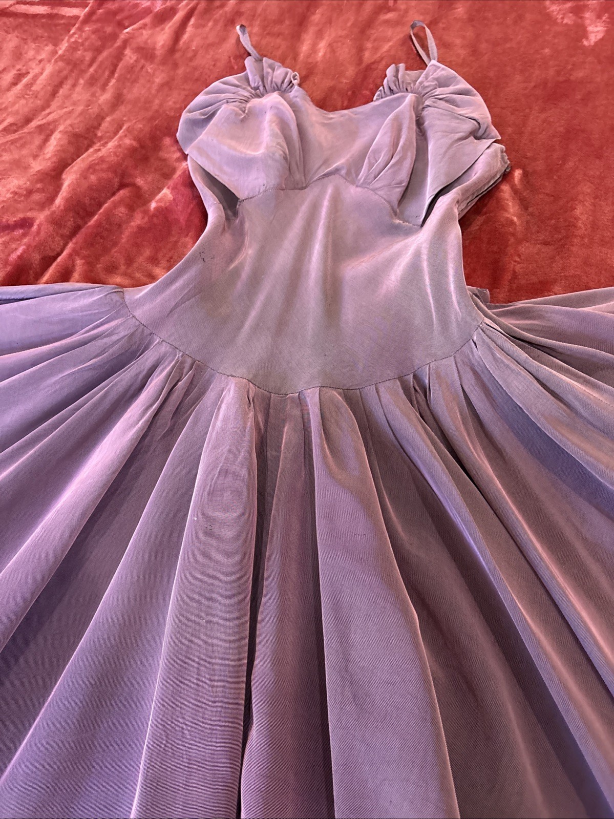 Incredible Vintage 1950s Mulberry Sharkskin Taffeta Ball Gown Dress New Look S