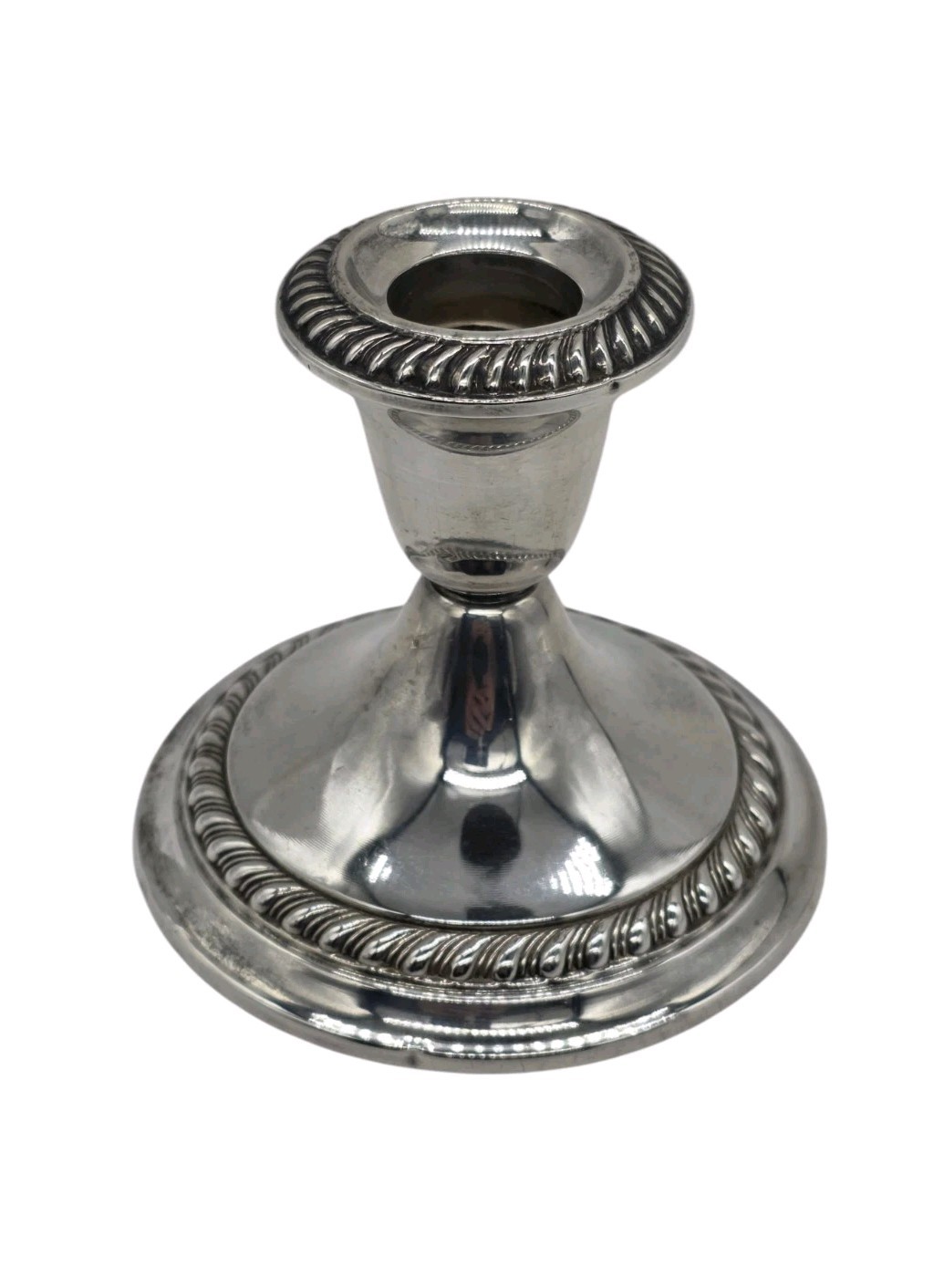 Vintage Gorham Sterling Silver Weighted Candlestick Holder 667 English Gadroon