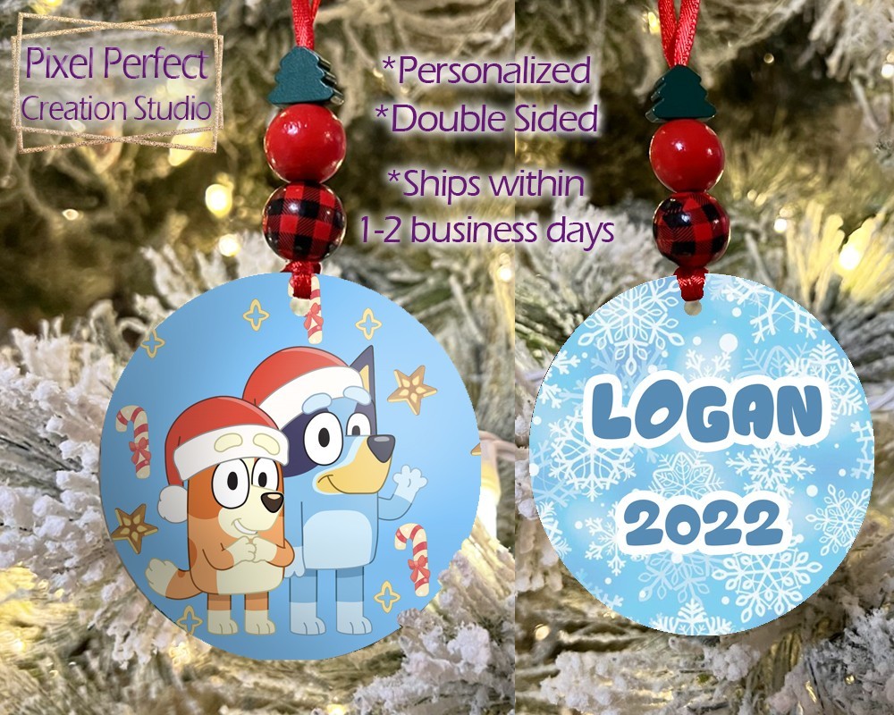 Bluey Christmas Ornament Personalized Custom Bluey and Bingo Decoration Bluey Christmas Ornament Personalized Custom Bluey and Bingo Decoration