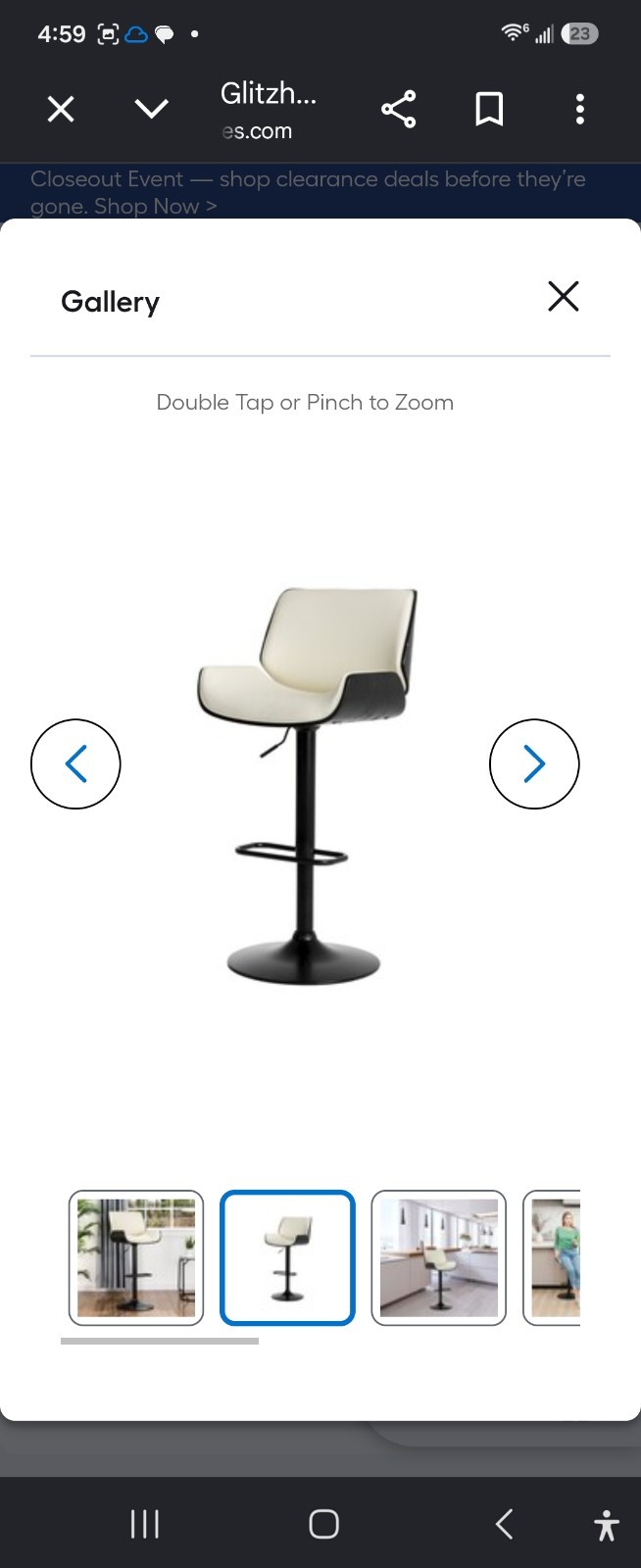 Glitzhome Adjustable Swivel Leatherette Bar Stool, White Mid-Century Modern X 2 Glitzhome Adjustable Swivel Leatherette Bar Stool, White Mid-Century Modern X 2