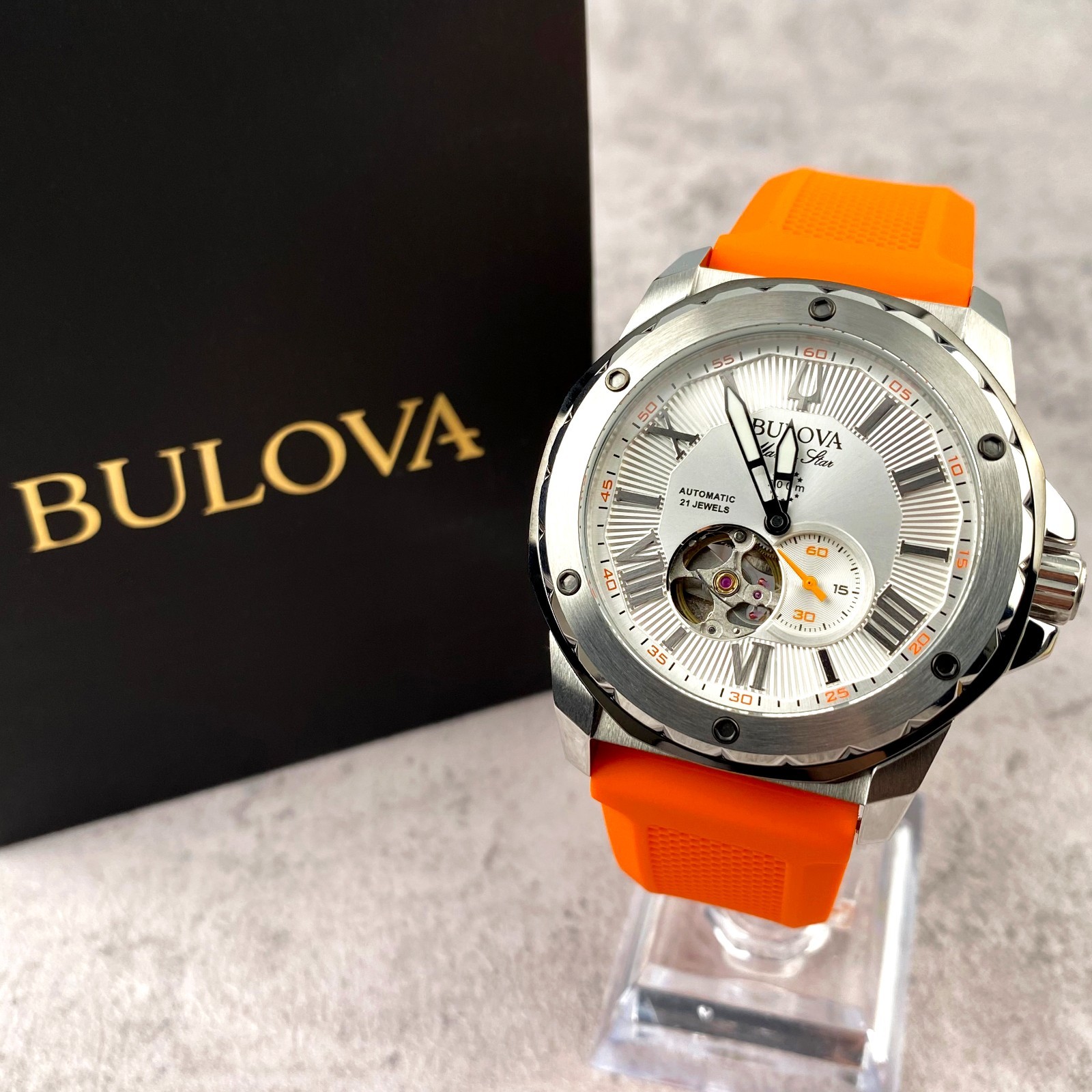 Bulova 98A226 Men's Marine Star White Dial Rubber Strap Automatic Men's Watch Bulova 98A226 Men's Marine Star White Dial Rubber Strap Automatic Men's Watch