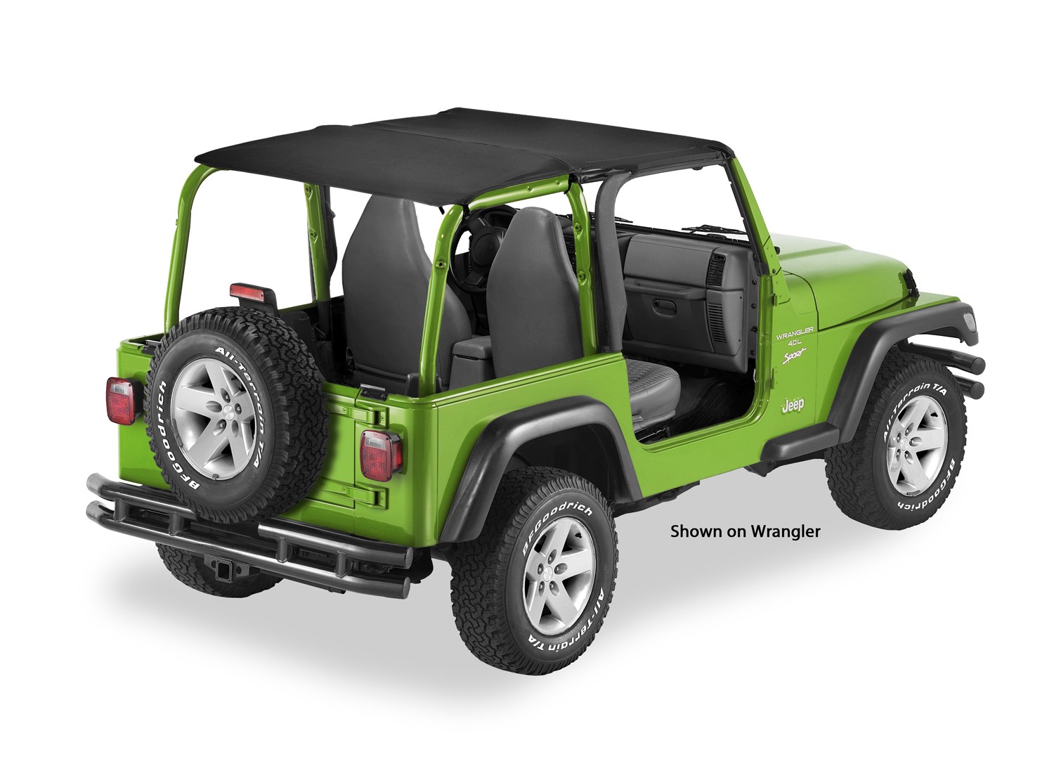 Bestop 52544-35 Header Safari Extended Bikini Top Black for 04-06 Wrangler LJ