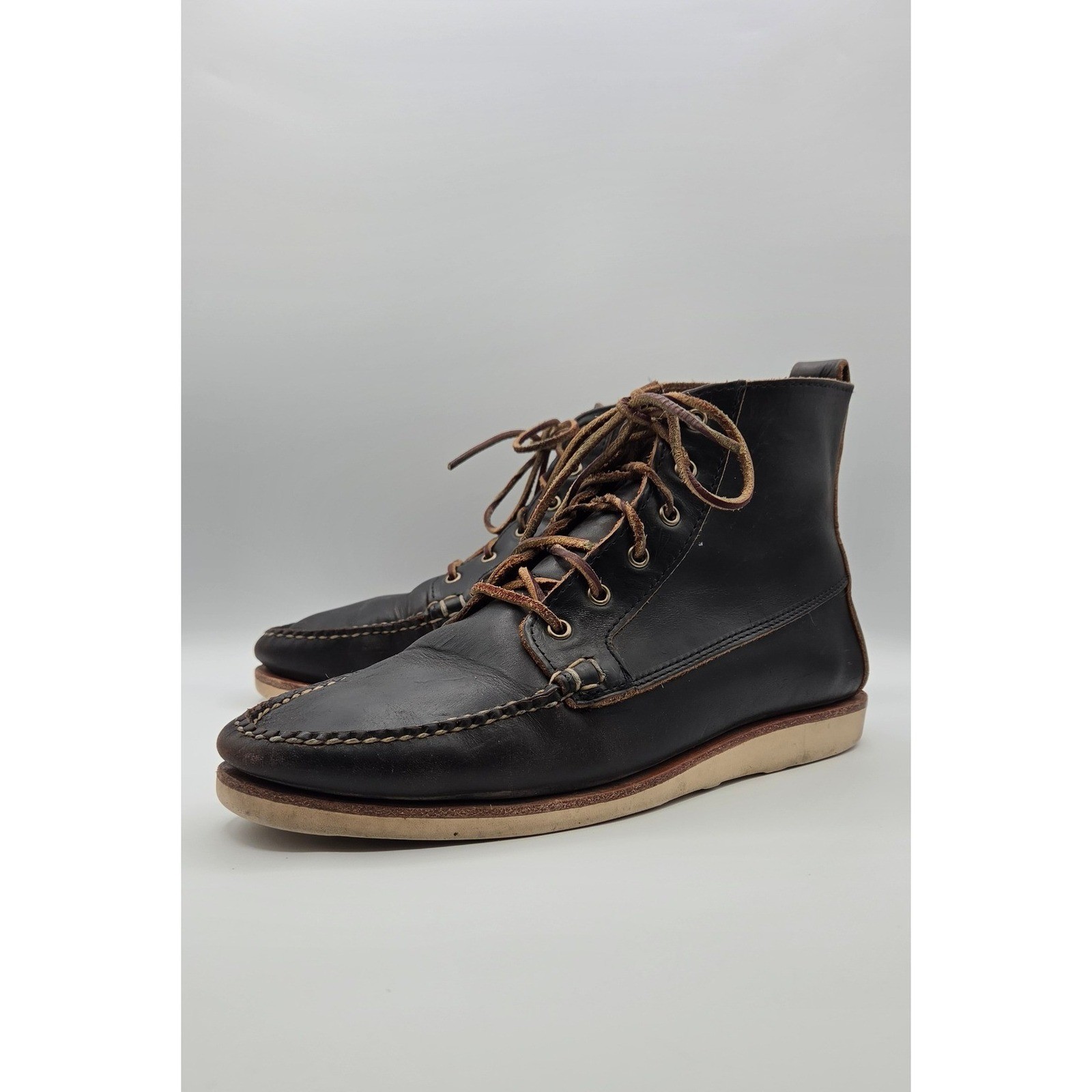 Gustin Guide Men Boots 12 D Black Horween CXL Leather Moc Toe Vibram Christy USA
