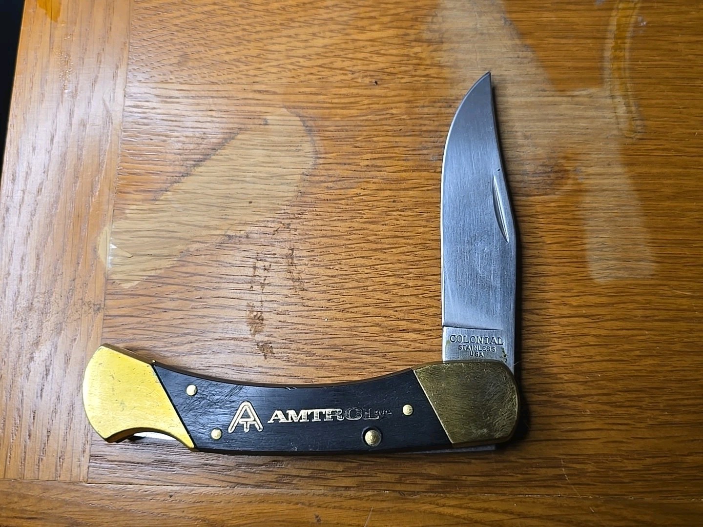 Vintage Colonial Folding Pocket Knife Amtrol Advertisement Promo Piece Vintage Colonial Folding Pocket Knife Amtrol Advertisement Promo Piece