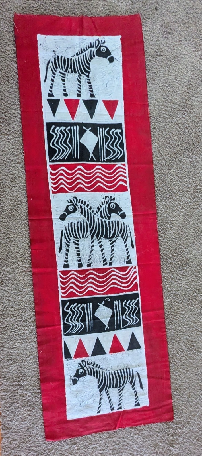 Original Kenya Batik Zebra Textile Wall Hanging African Safari Folk Art 61\
