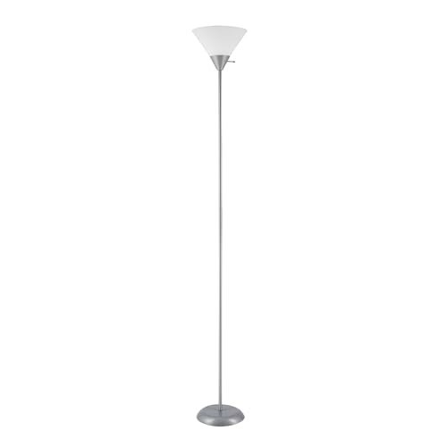 Floor Lamp 72 Inch Tall Silver Finish White Shade Living Room Decor