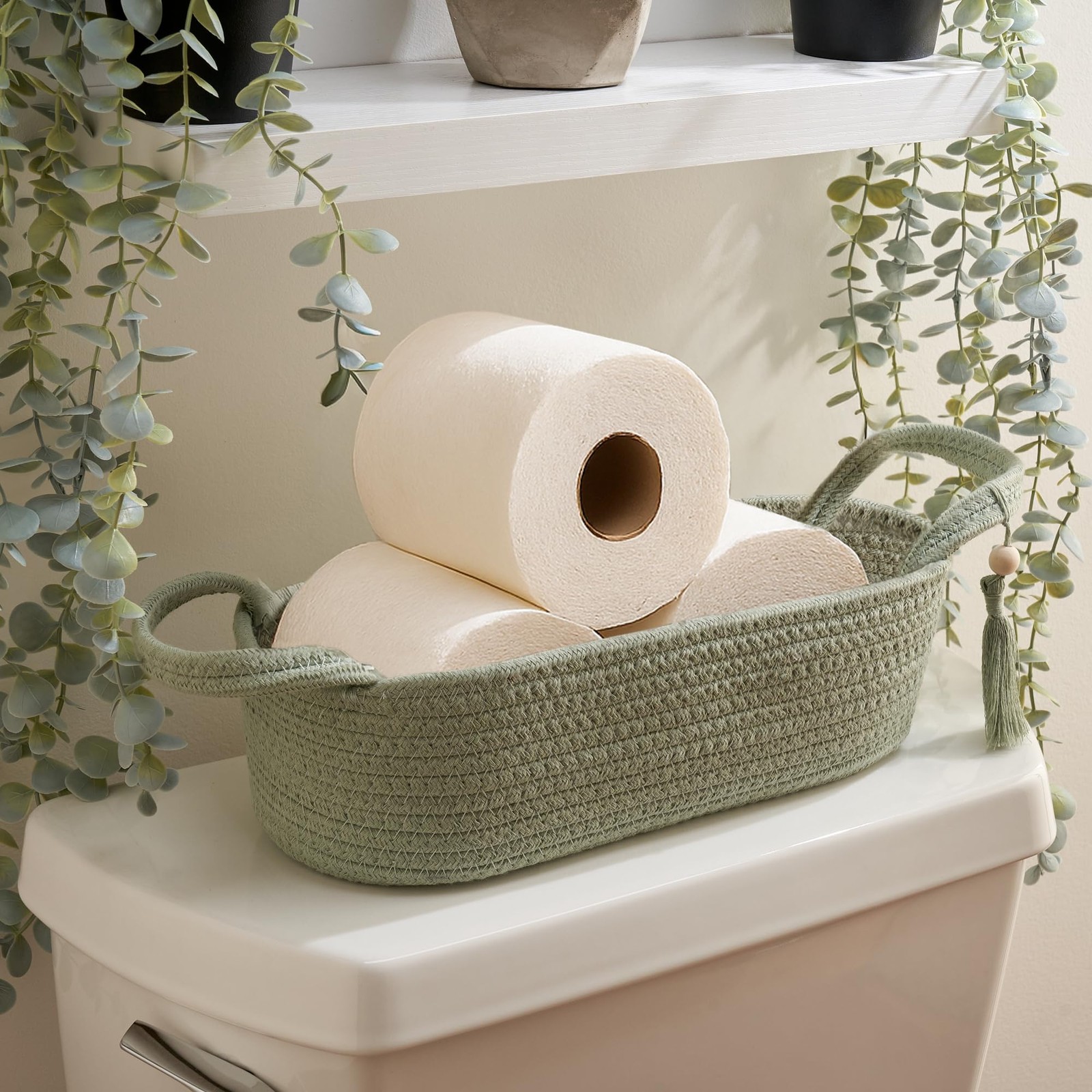 Kibaga Decorative Toilet Paper Basket Sage Green