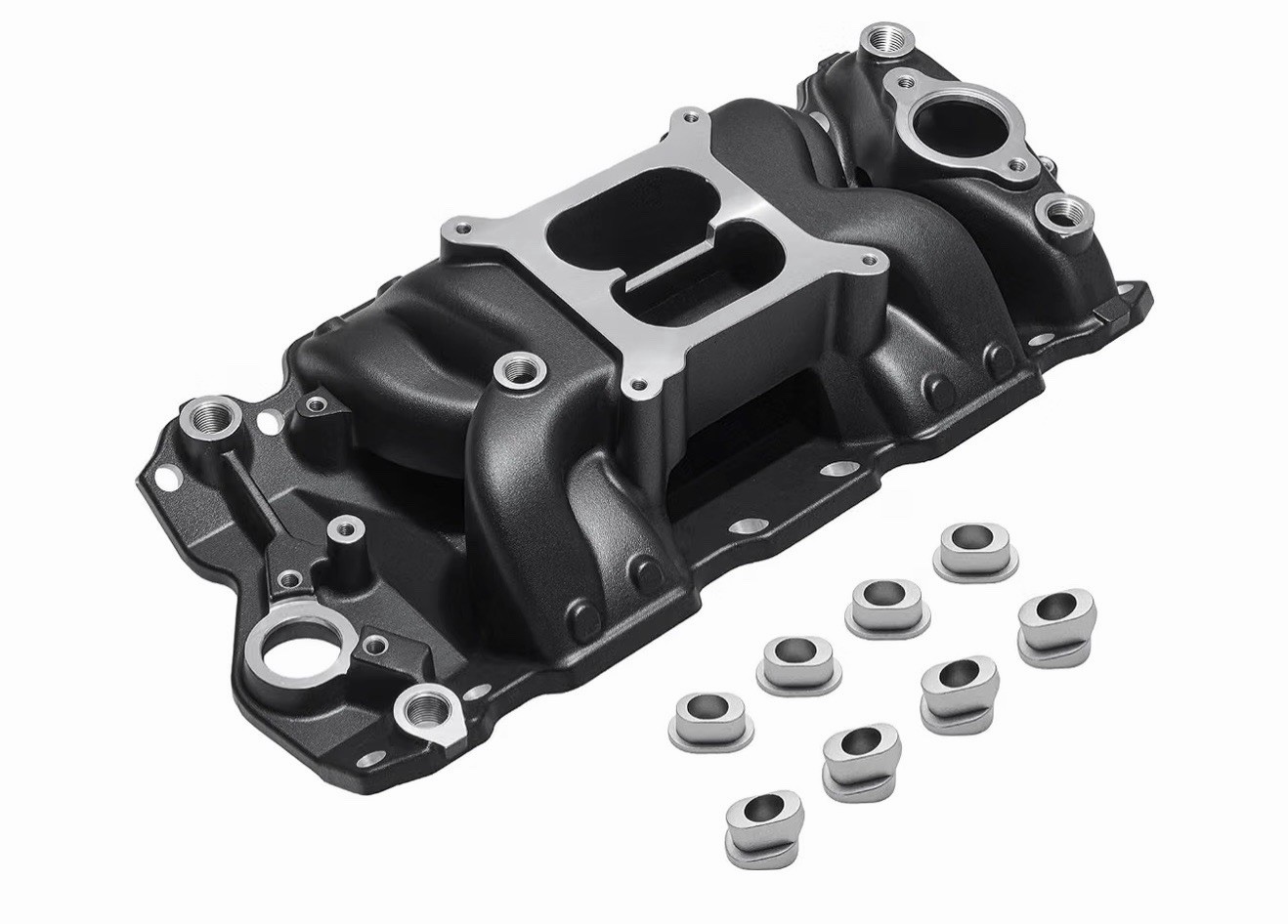 Dual Plane Intake Manifold Black for Small Block Chevy SBC 283 305 327 350 400