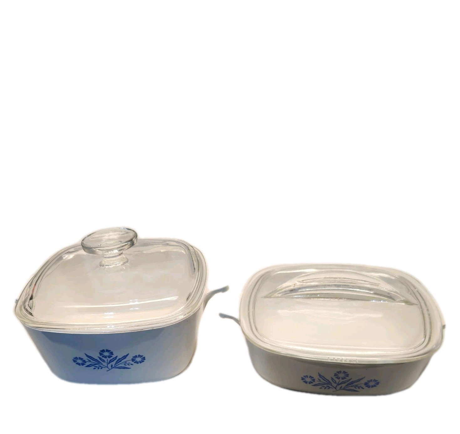 CorningWare Blue Cornflower 2 Pc Casserole Set w/ Glass Lids USA