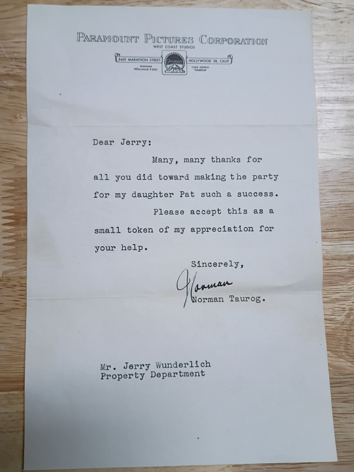 Vintage Hollywood Signed Letters Lot: Norman Taurog, Don Hartman, Fox, Paramount