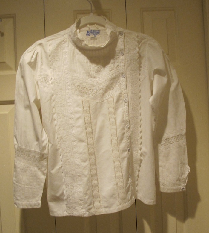Raiment blouse~cotton Vintage 60\'s~Wmns Sz L~made in INDIA~white~pintuck~FREE H