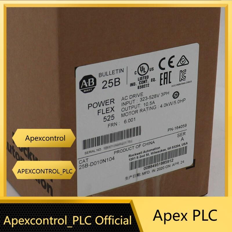 New Sealed Allen Bradley 25B-D010N104 /A Powerflex 525 AC Drive 5HP 4.0KW