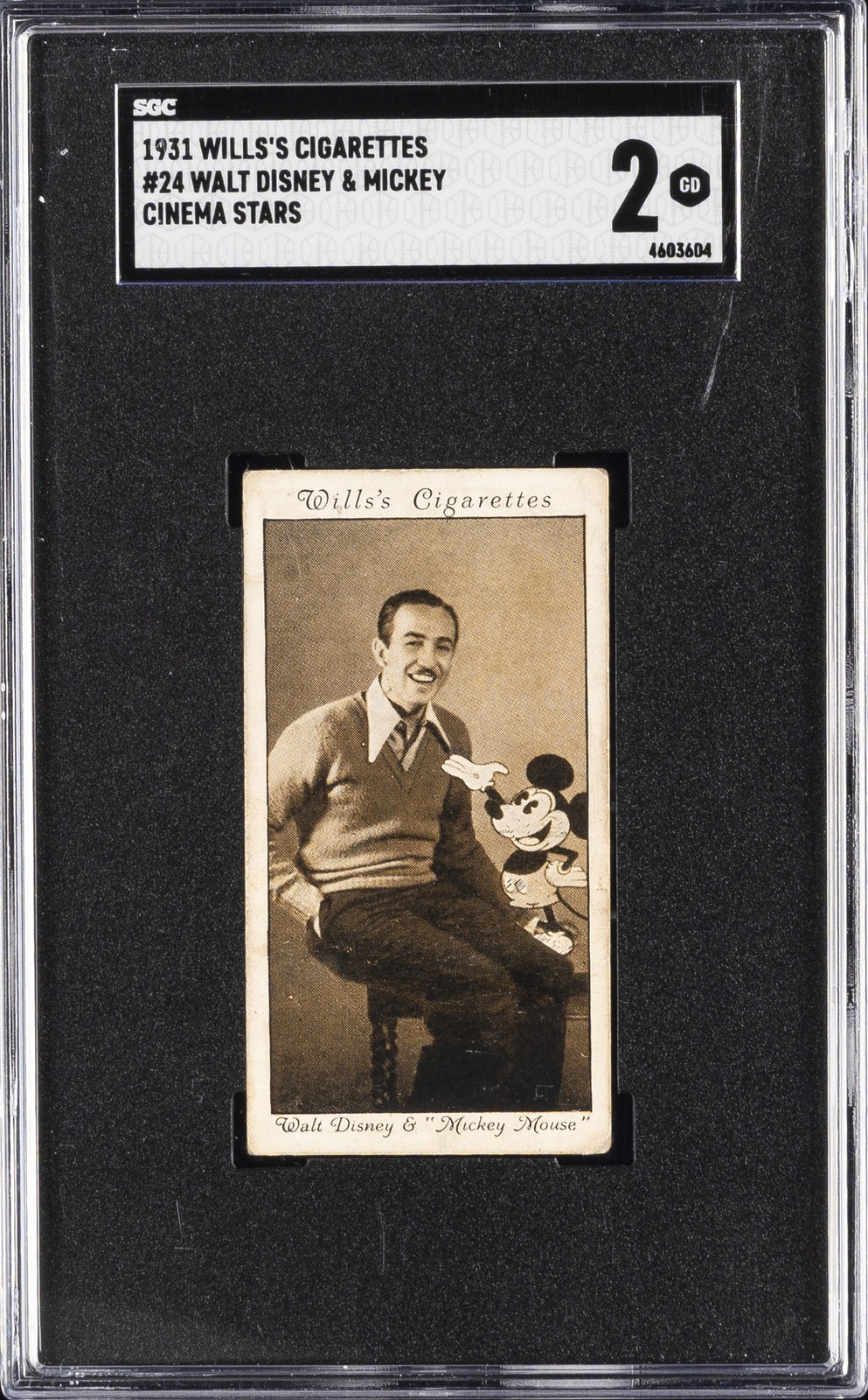 1931 WILLS'S CIGARETTES CINEMA STARS #24 WALT DISNEY & MICKEY SGC 2