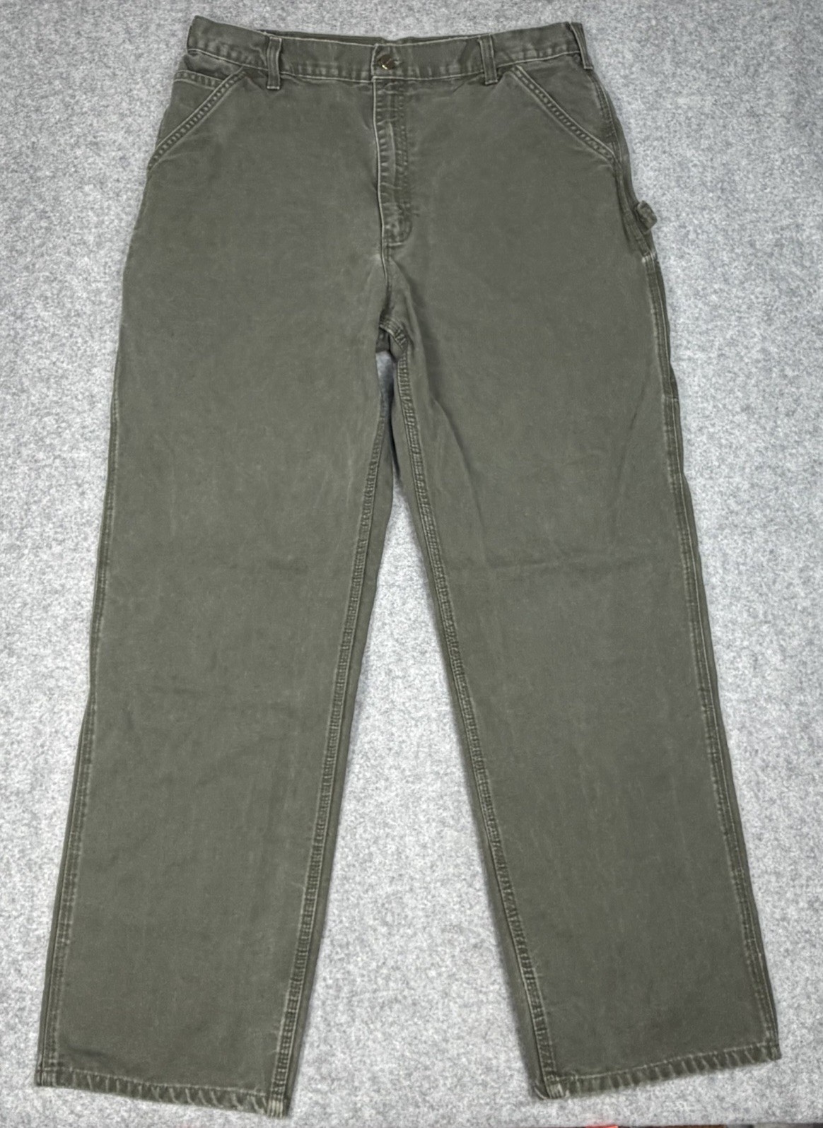 Carhartt B11 Utility Work Pants Mens Fit 36x32.5 Moss Green Washed Duck Dungaree Carhartt B11 Utility Work Pants Mens Fit 36x32.5 Moss Green Washed Duck Dungaree
