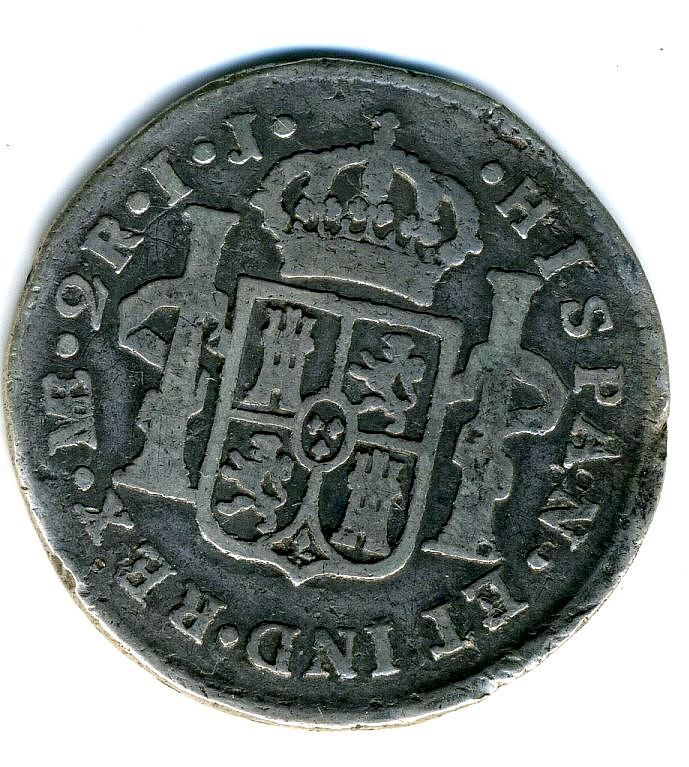 Spain Peru 1800 Lima 2 Reales Charles IV - Assayer IJ - KM 95 Spain Peru 1800 Lima 2 Reales Charles IV - Assayer IJ - KM 95