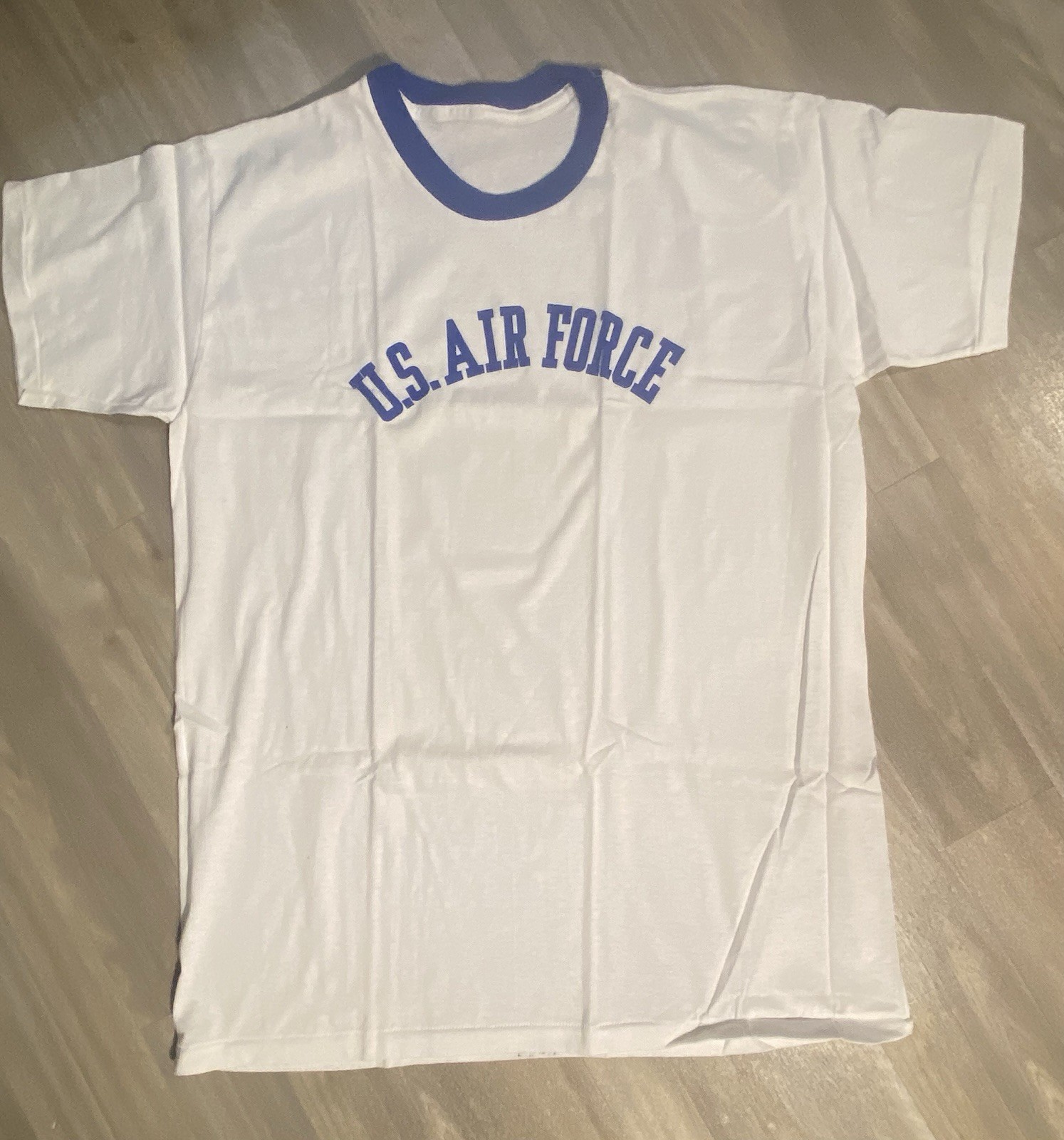 VTG 60s 70s USAF US Air Force Logo Blue & White Ringer Tee Single Stitch Men's M VTG 60s 70s USAF US Air Force Logo Blue & White Ringer Tee Single Stitch Men's M