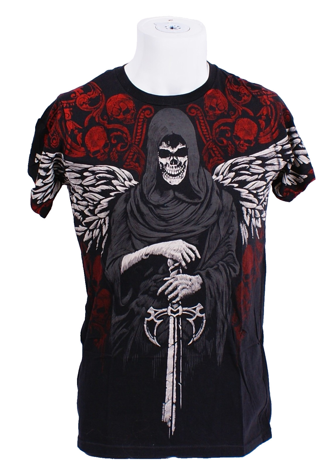 Liquid Blue Men\'s S Black Skeleton Graphic Short Sleeve T-Shirt Grim Reaper Liquid Blue Men\'s S Black Skeleton Graphic Short Sleeve T-Shirt Grim Reaper