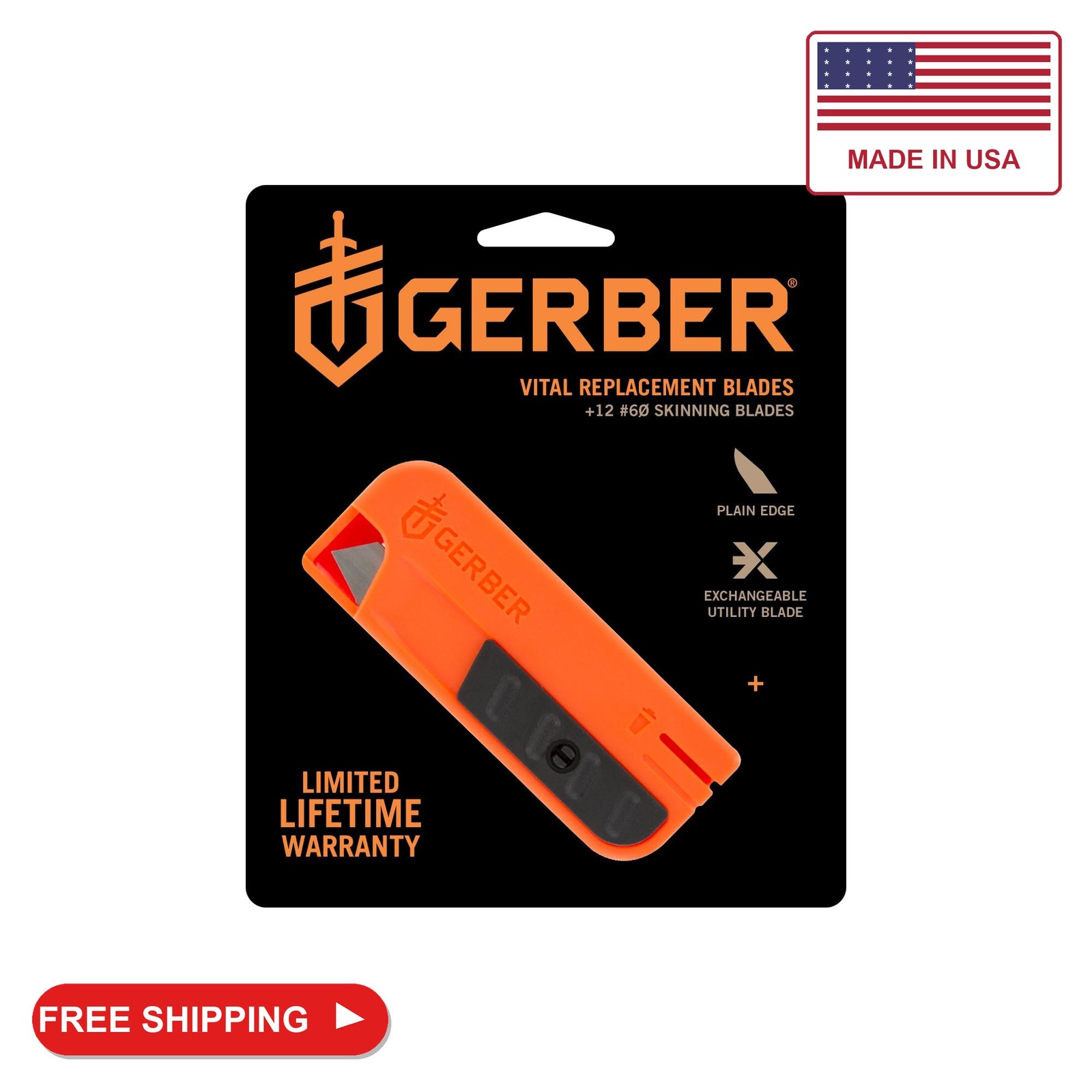 Gerber Vital Folding Hunting Knife with Replacement Blades, 12-Pack, 2.8 in Gerber Vital Folding Hunting Knife with Replacement Blades, 12-Pack, 2.8 in