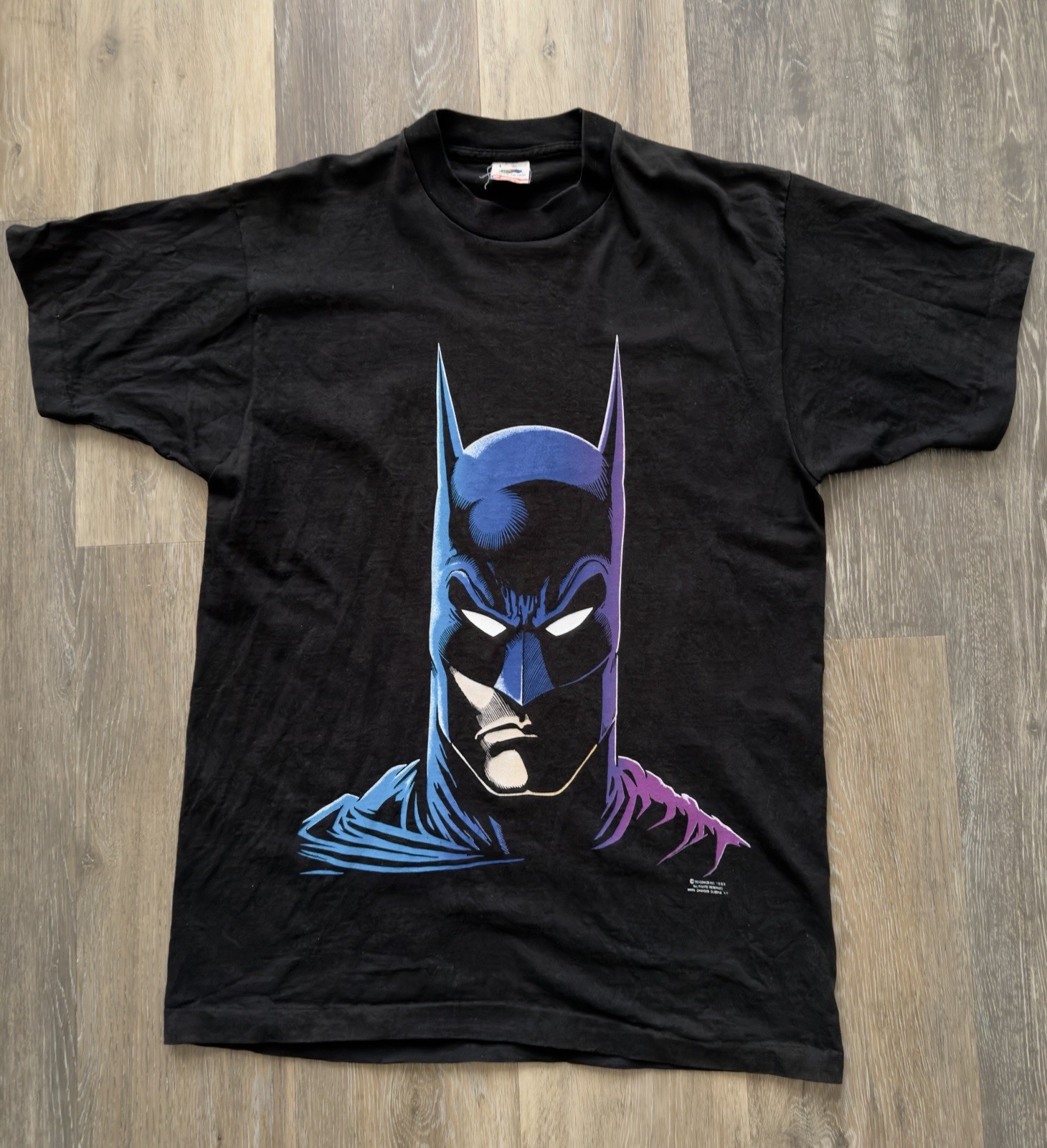 Vintage 1989 Batman Big Facd DC Comics Black Graphic Tee Men’s L