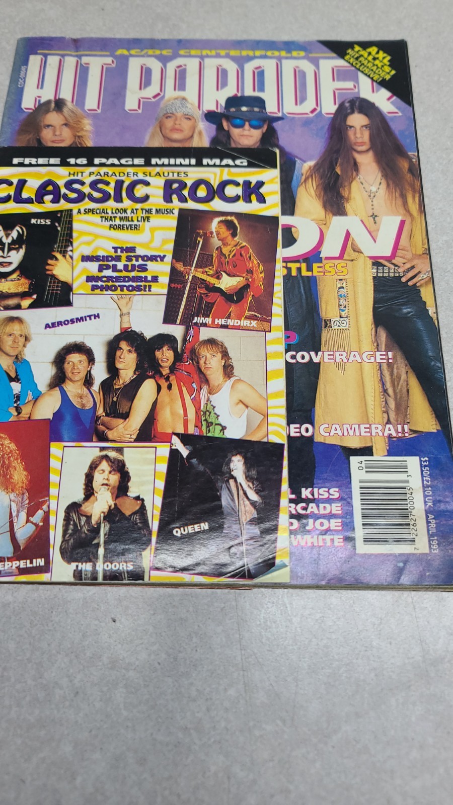 Hit Parader Magazine April 1993 Poison Motley Crue Angus Young Poster Hit Parader Magazine April 1993 Poison Motley Crue Angus Young Poster