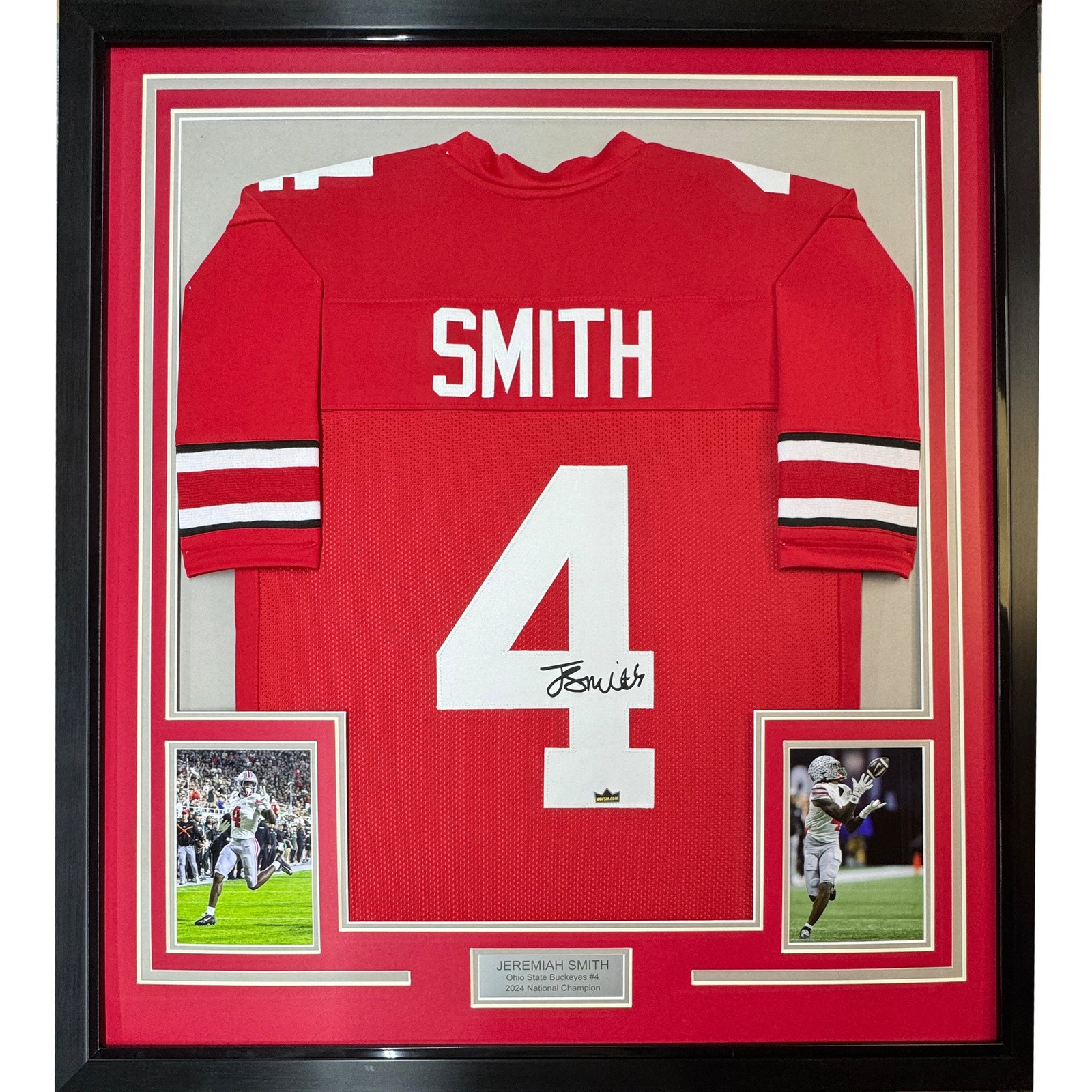Framed Facsimile Autographed Jeremiah Smith 35x39 Red Jersey