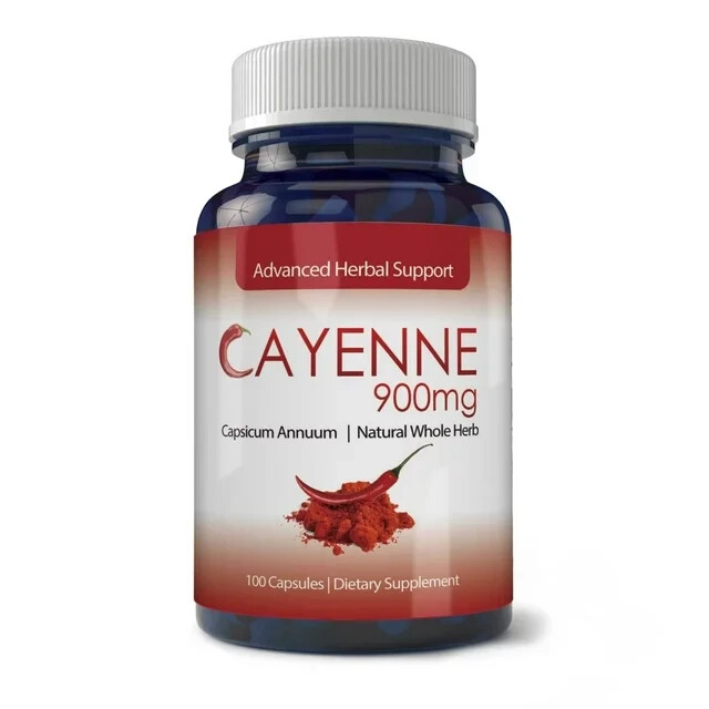 Cayenne 900mg for Healthy Digestion -100 Capsules 2/2027