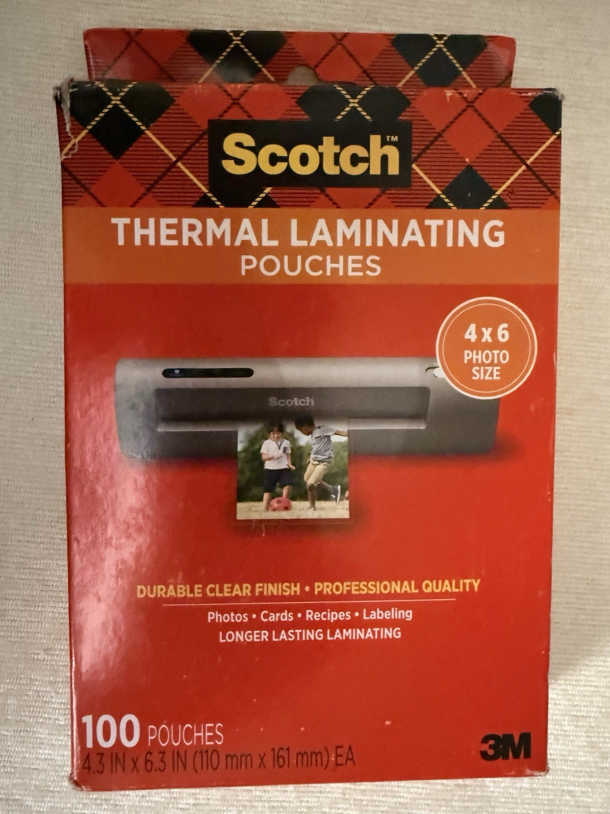 Scotch Thermal Laminating Pouches 4 x 6 Photo Size 100 Pouches Scotch Thermal Laminating Pouches 4 x 6 Photo Size 100 Pouches
