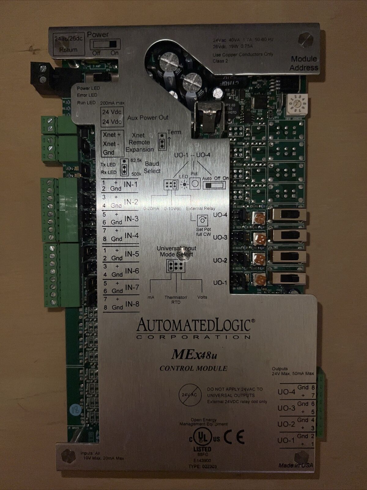 ALC Automated Logic Corp MEx48U ME-Line Multi-Equipment I/O Expander Module