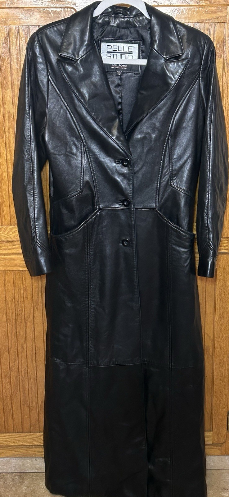 Wilson’s Women’s Long Black Leather Trench Coat Size M Vintage Gothic Y2K Matrix Wilson’s Women’s Long Black Leather Trench Coat Size M Vintage Gothic Y2K Matrix