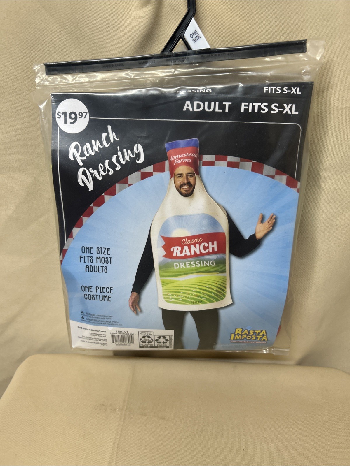 Rasta Imposta Adult Ranch Dressing Bottle Costume - One Size Fits Most - White