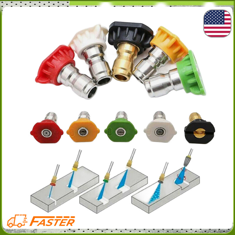 5pcs Pressure Washer Spray Tips Nozzles High Power Kit Quick Connect 1/4\