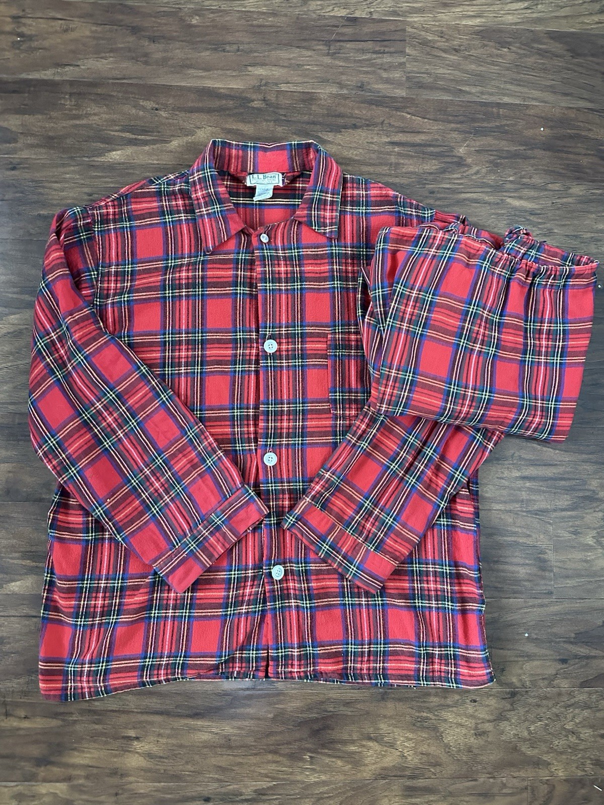 VTG LL Bean Men’s Large Pajama Set Scotch Plaid Flannel MIUSA