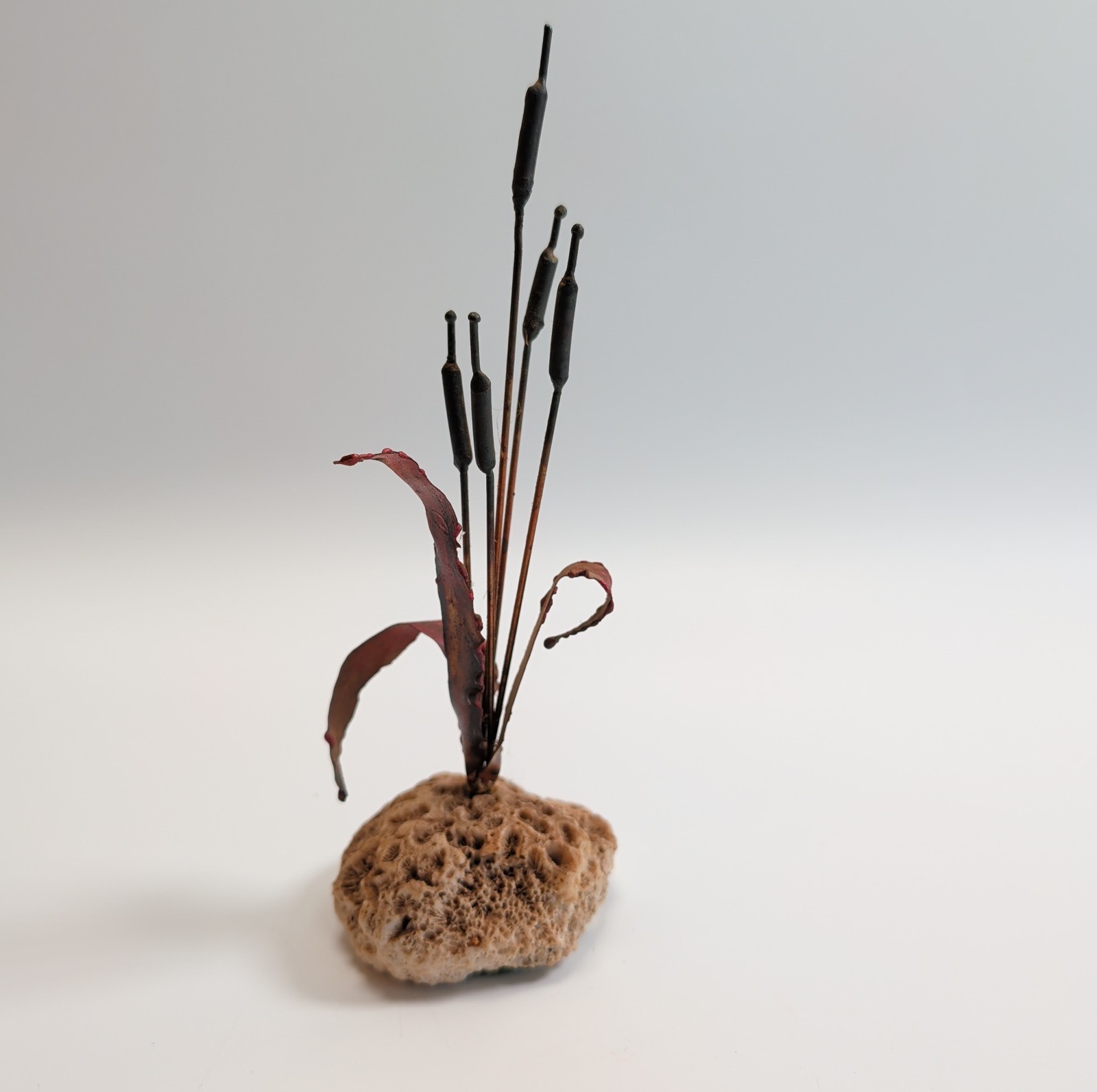 Vintage Don Shryock Brutalist Copper Cattail Sculpture MCM Cincinnati 8
