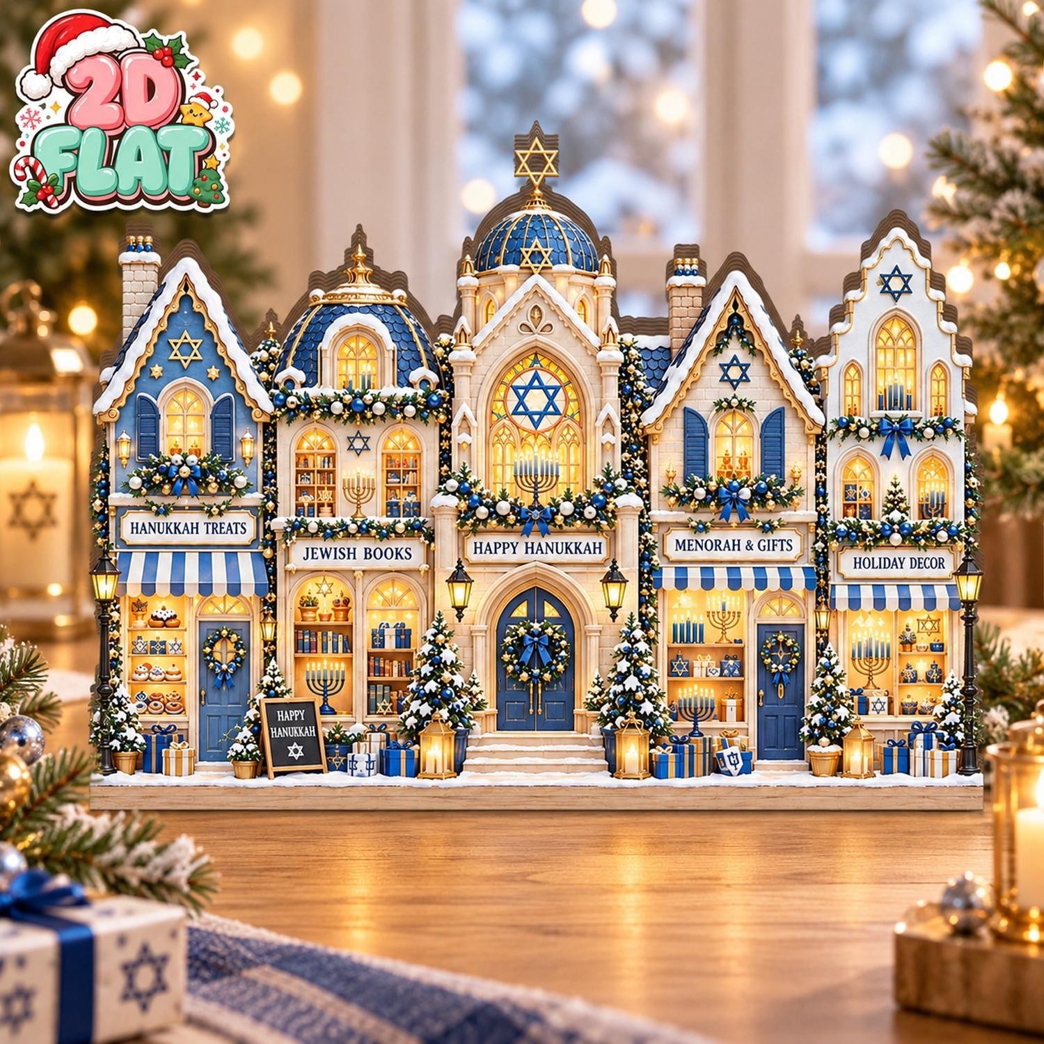 Hanukkah Wooden Block, Hanukkah Village Decor, Holiday Wooden Block Hanukkah Wooden Block, Hanukkah Village Decor, Holiday Wooden Block
