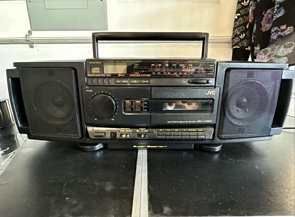 JVC RC-X310 Super Bass Portable Boombox AM/FM Radio Cassette & CD Player Black JVC RC-X310 Super Bass Portable Boombox AM/FM Radio Cassette & CD Player Black