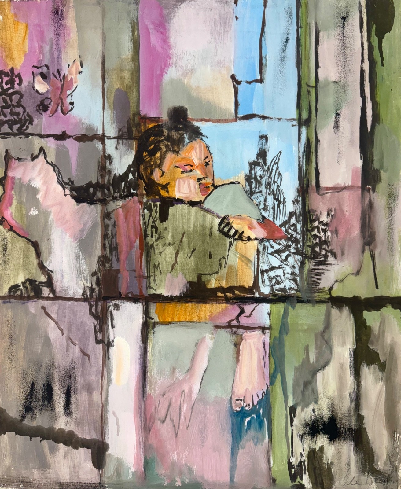 Signed De Kooning Abstract Painting Woman Expressionist Art Picasso Pollock era