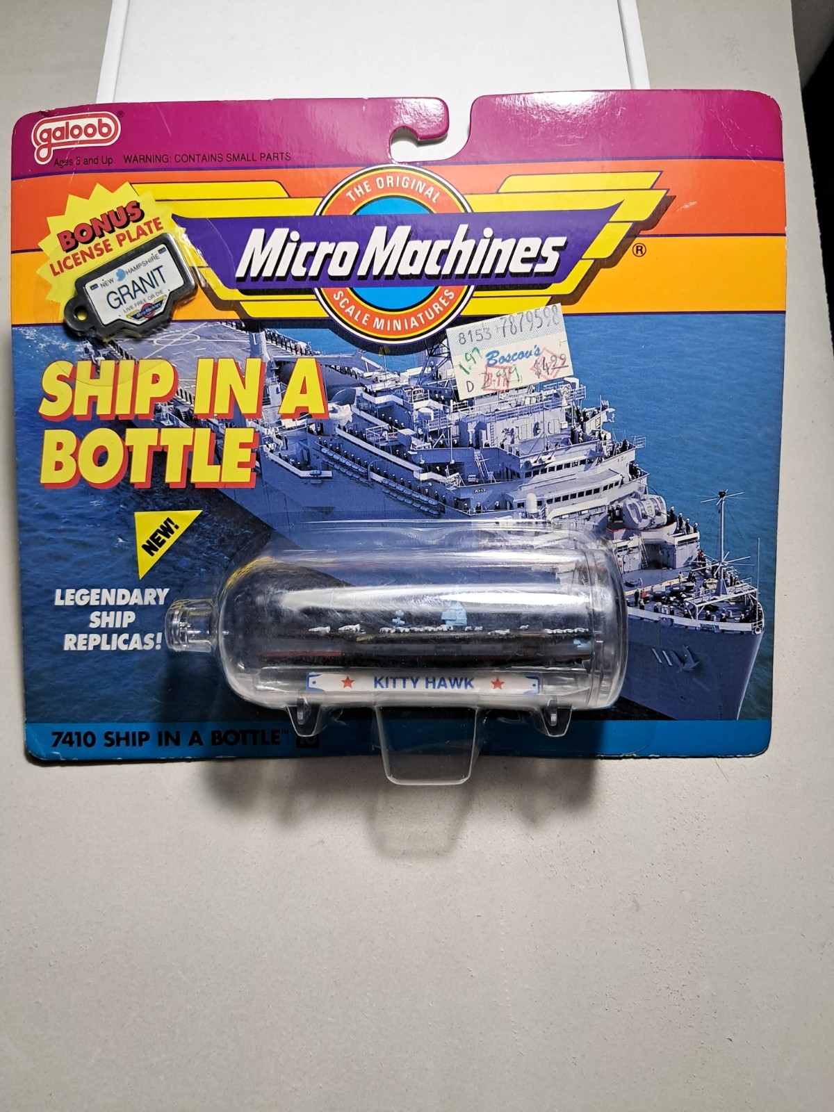 Vintage 1990 Galoob Micro Machines Ship In A Bottle #10 Kitty Hawk MOC New